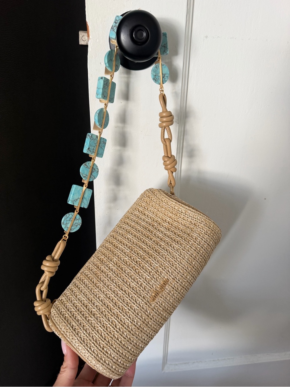 cult gaia Zozina Bag - woven shoulder bag with turquoise-accent strap - Picture 7 of 8